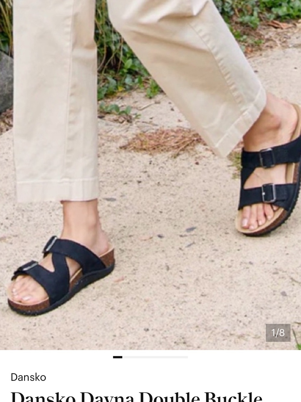 Dansko Dayna Double Buckle Slide Sandals in Black Size 37